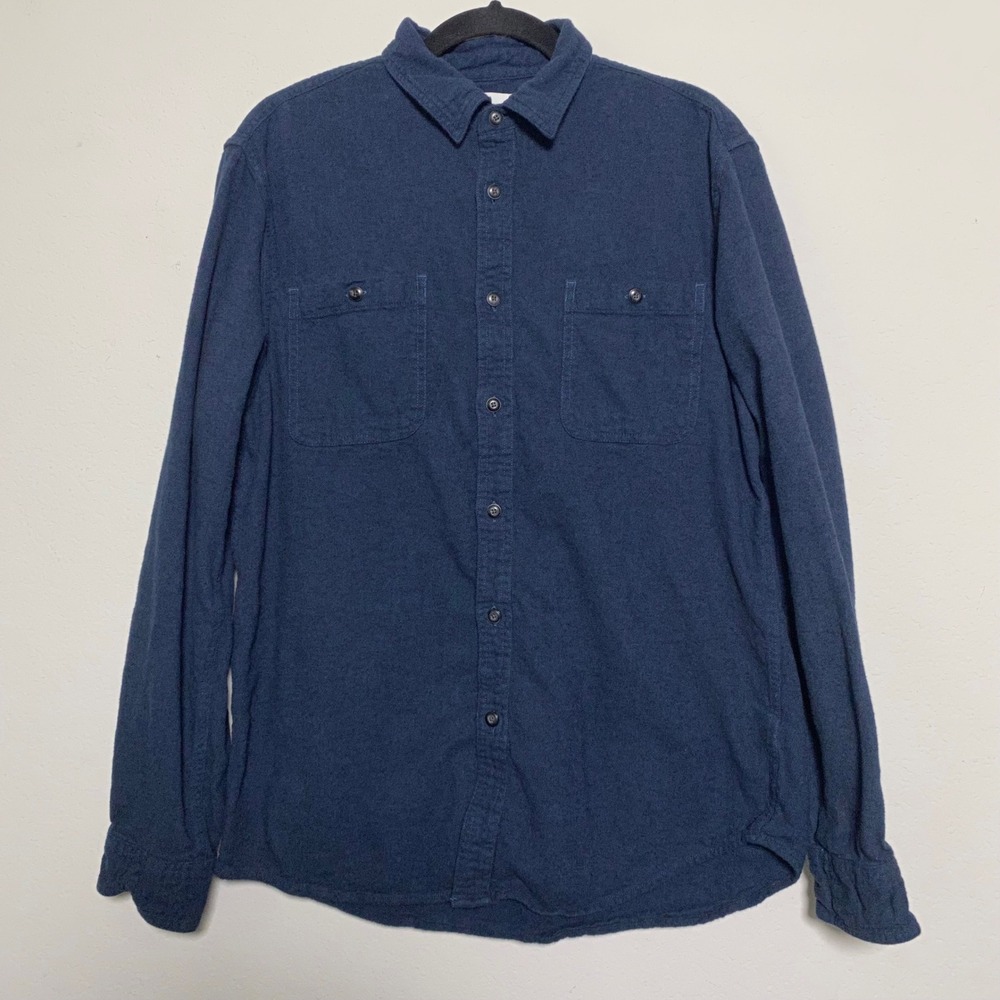 Sonoma Goods for Life Mens Medium Blue Cotton Flannel Button Down Long Sleeve